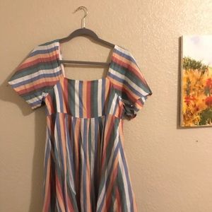 Madewell square neck festival stripe mini dress